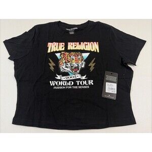 True Religion World Tour Tiger Baby Tee Black Size Large